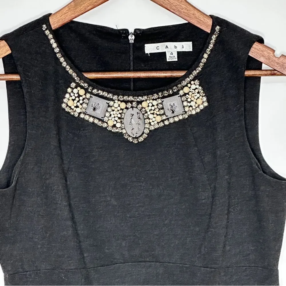 Cabi #508 Sleeveless Embellished Top Gray Size 4 - Picture 8 of 11